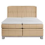 Boxspringbett Wolke7 II Echtleder Echtleder - Hellbraun - 160 x 200cm - H2