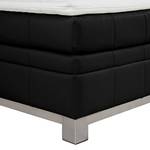 Lit boxspring Wolke7 II Cuir véritable - Noir - 160 x 200cm - D2 souple