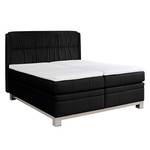 Boxspring Wolke7 II echt leer - Zwart - 160 x 200cm - H2 zacht