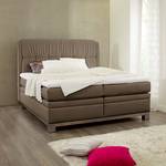 Lit boxspring Wolke7 II Cuir véritable - Marron - 160 x 200cm - D3 medium