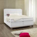 Lit boxspring Wolke7 II Cuir véritable - Blanc - 160 x 200cm - D3 medium