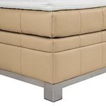 Lit boxspring Wolke7 II Cuir véritable - Marron clair - 180 x 200cm - D2 souple