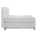 Lit boxspring Wolke7 II Cuir véritable - Blanc - 180 x 200cm - D3 medium