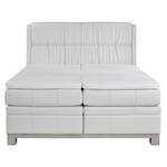 Lit boxspring Wolke7 II Cuir véritable - Blanc - 180 x 200cm - D3 medium