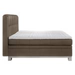 Lit boxspring Wolke7 II Cuir véritable - Marron - 200 x 200cm - D2 souple