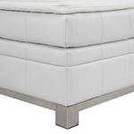 Lit boxspring Wolke7 II Cuir véritable - Blanc - 200 x 200cm - D3 medium