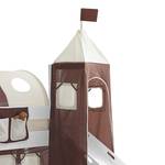 Spielbett Kenny Massivholz Kiefer - Inklusive Rutsche, Turm & Textilset - Weiß lackiert - Braun / Beige