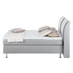 Lit Boxspring Bjane Avec surmatelas - Tissu structuré - Gris - 200 x 200cm