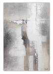 Tableau peint Mur de brouillard Beige - Gris - Bois massif - Textile - En partie en bois massif - 80 x 120 x 4 cm