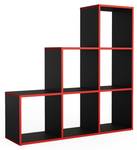 Étagère noir/rouge 6 compartiments Noir - Rouge - 105 x 107 cm
