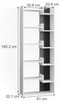 Bücherregal Fico Grau - Weiß - Holzwerkstoff - 61 x 160 x 22 cm