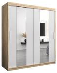 Armoire à portes coulissantes Pole Imitation chêne de Sonoma - Blanc - Largeur : 180 cm - 2 porte