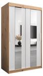 Armoire à portes coulissantes Pole Imitation chêne - Blanc - Largeur : 120 cm - 2 porte