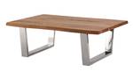 Table basse nature/argent 110x70cm Bois massif - 70 x 40 x 110 cm