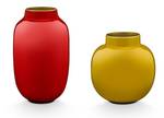Vasen Rund und Oval (2er Set) Rot - Gelb - Metall - 19 x 14 x 19 cm