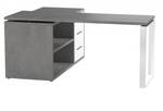 Bureau d'angle réversible 3 tiroirs NET Gris - Pierre - 160 x 75 x 140 cm