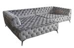 Ecksofa NARLA Chesterfield Velvet Silber - Textil - 279 x 71 x 190 cm