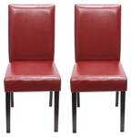 chaise capitonnée Littau (lot de 2) Rouge - Marron foncé
