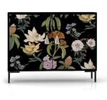 Sideboard mit Blumendruck Schwarz