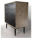 Commode 5 tiroirs bois et métal noir Noir - En partie en bois massif - 45 x 106 x 100 cm