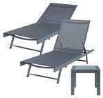 Set de 2 chaises longues Baragiano Gris - Métal - Textile - 197 x 30 x 64 cm