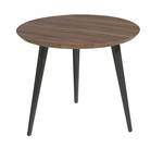 Table d'angle ronde en bois de noyer Noir - Marron - Bois manufacturé - Bois massif - Bois/Imitation - 60 x 45 x 60 cm