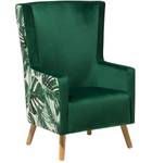 fauteuil à oreilles ONEIDA Beige - Vert foncé - Vert - Chêne clair