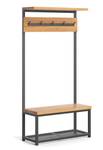 Loftartiger Frame-Garderobenständer Schwarz - Braun - Massivholz - Holzart/Dekor - 90 x 180 x 36 cm