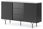 Sideboard RAVEN SB144 2D3D Schwarz - Holzwerkstoff - Kunststoff - 144 x 83 x 38 cm