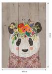 Holzpaneel Blumenpanda Beige - Massivholz - 40 x 60 x 40 cm