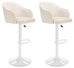 Tabouret de bar CARSTEN Lot de 2 Blanc - Textile - 51 x 113 x 52 cm