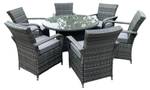 6-Sitzer Rattan Stuhl Gartenmöbel Set Grau - Polyrattan - Stein - 120 x 70 x 120 cm