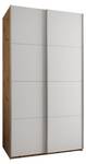 Armoire Lux 1 Imitation chêne - Argenté - Blanc - Largeur : 140 cm