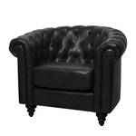 Chesterfield fauteuil Charly zwart kunstleer