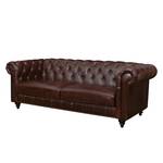 Canapé Chesterfield Charly (3 places) Cuir Bycast marron