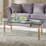 Couchtisch Aube Stahl/Glas - Vergoldet mit Wellenprofil/Facettenschliff