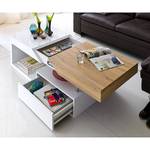 Table basse Smithers Blanc brillant / Imitation chêne brut de sciage