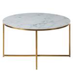 Tavolino da salotto Katori I Vetro/Metallo - Decoro Marmo Bianco/Oro - Bianco