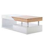 Table basse Smithers Blanc brillant / Imitation chêne brut de sciage