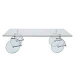 Salontafel Wheels glas, afwerking: chroomkleurig