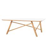 Tavolino da salotto Salby II Parzialmente in legno massello di quercia - Bianco/Quercia chiara