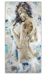 Tableau peint Love at First Sight Bleu - Bois massif - Textile - 60 x 120 x 4 cm