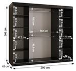 SCHWEBETÜRENSCHRANK FLUTES Breite: 200 cm - Schwarz