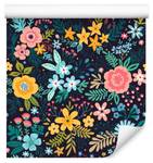 Tapete BLUMEN bunte Pflanzen Wiese Natur Blau - Grau - Grün - Orange - Papier - Textil - 53 x 1000 x 1000 cm