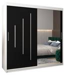 Armoire à portes coulissantes york 2 Noir - Blanc - Largeur : 200 cm - 2 porte