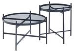 Couchtischset Lier 2-tlg. Schwarz - Glas - Metall - 61 x 40 x 61 cm