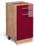 Meuble cuisine R-Line 37135 Bordeaux brillant - Imitation chêne truffier de sonoma - Largeur : 40 cm