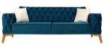 Schlafsofa Monaco 3-Sitzer Sofa Blau - Massivholz - 227 x 82 x 90 cm