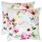 Gartenkissen Aquarell-Blumen 2er-Set Pink - Textil - 45 x 7 x 45 cm