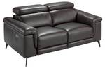 Canapé 2 places en cuir avec relax Marron - Cuir véritable - Textile - 170 x 99 x 103 cm